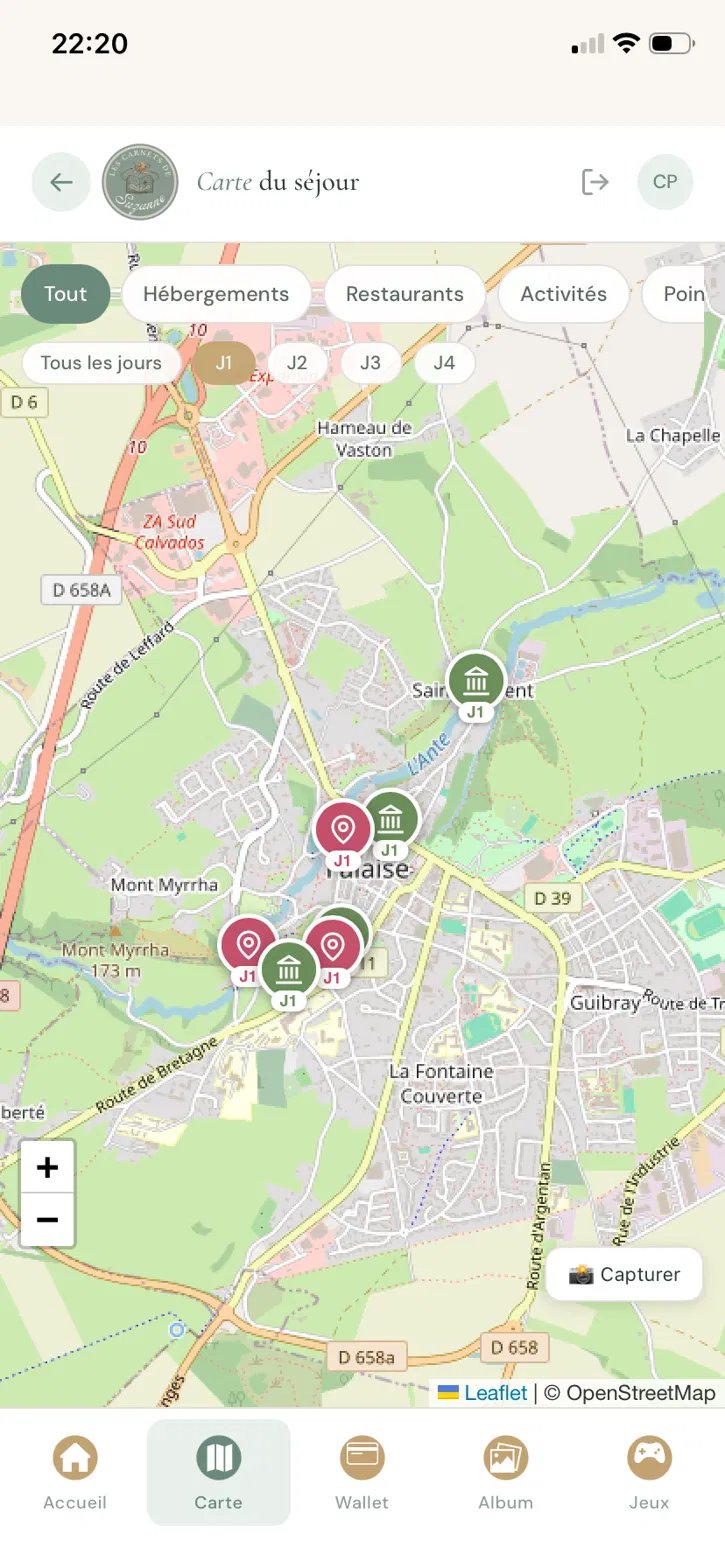 La carte interactive du séjour